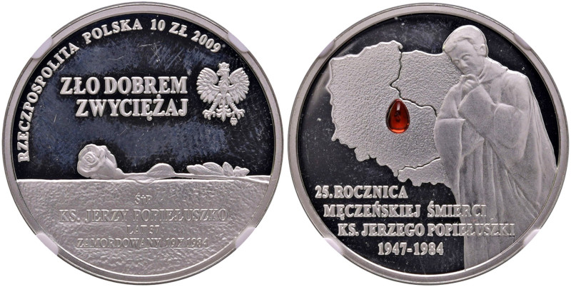 POLONIA 10 Zlotych 2009 Father Jerzy Popieluszko 25th Anniv. Of Death - AG In sl...