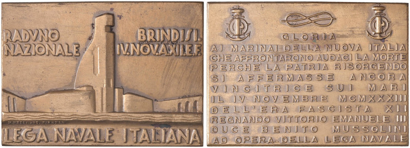 MEDAGLIE FASCISTE Brindisi Placca 1934 raduno nazionale lega navale italiana - O...