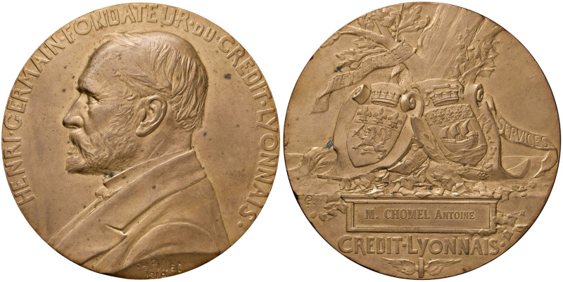 FRANCIA Lyon Henri Medaglia 1910 Henri Germain Fondateur du Credit Lyonnais + As...
