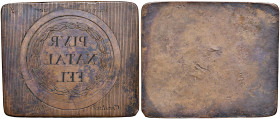 Matrice con scritta (?) firmata in basso, probabilmente settecentesca - AE (g 13,55 - 50 x 42 mm)
BB