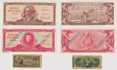 CUBA - lotto di 3 banconote di cui 2 “campioni” e una da 5 Centavos del 1883.
BB/SPL