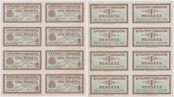 SPAGNA TARRAGONA - foglietto con stampate 8 banconote da 1 Pesseta del 1937 nel periodo della guerra civile. Strappetto sul bordo sinistro
BB