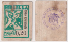 SPAGNA MELILLA - banconota "Vale 0,20" del periodo della guerra civile spagnola
BB