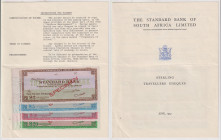 SUDAFRICA - brochure - serie Sterling Travellers Cheques Specimen 1957. Piega centrale
/