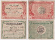 TUNISIA REGENCE DE TUNIS - lotto di 2 banconote da 50 Centesimi e 1 Franco del 3 e 17 Marzo 1920. Rif. Pick 48/49
BB-