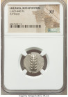 LUCANIA. Metapontum. Ca. 470-440 BC. AR stater (19mm, 6h). NGC XF. MET (on right, retrograde upward), barley ear with seven grains; guilloche border o...