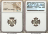 MACEDONIAN KINGDOM. Alexander III the Great (336-323 BC). AR drachm (17mm, 1h). NGC XF, brushed. Lifetime issue of Miletus, ca. 325-323 BC. Head of He...