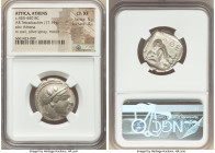 ATTICA. Athens. Ca. 455-440 BC. AR tetradrachm (24mm, 17.14 gm, 4h). NGC Choice XF 5/5 - 4/5. Early transitional issue. Head of Athena right, wearing ...