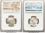 ATTICA. Athens. Ca. 440-404 BC. AR tetradrachm (25mm, 17.21 gm, 11h). NGC MS 5/5 - 4/5. Mid-mass coinage issue. Head of Athena right, wearing earring,...
