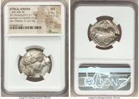 ATTICA. Athens. Ca. 440-404 BC. AR tetradrachm (26mm, 17.15 gm, 8h). NGC MS 5/5 - 2/5, test cut. Mid-mass coinage issue. Head of Athena right, wearing...