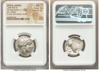 ATTICA. Athens. Ca. 440-404 BC. AR tetradrachm (25mm, 17.20 gm, 9h). NGC AU 5/5 - 5/5. Mid-mass coinage issue. Head of Athena right, wearing earring, ...