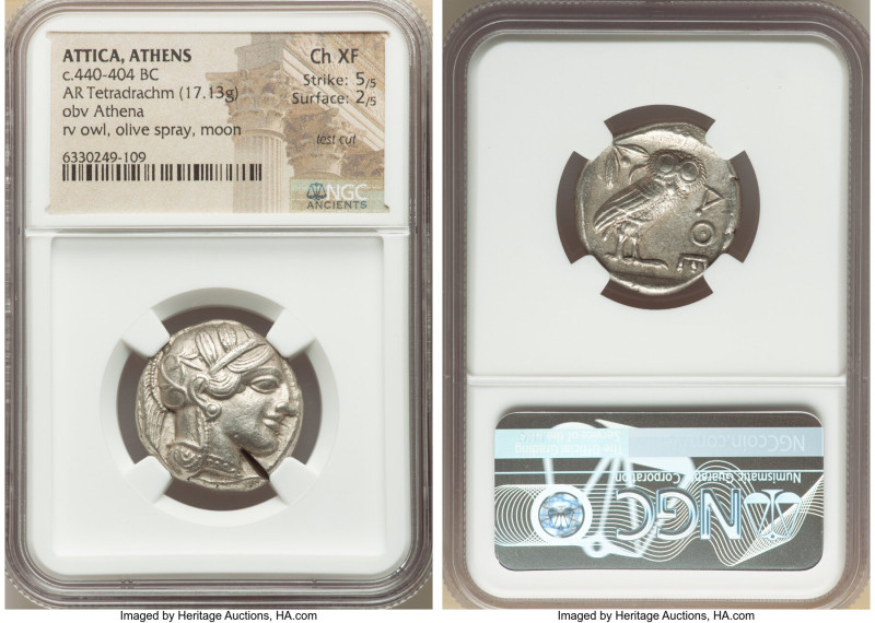 ATTICA. Athens. Ca. 440-404 BC. AR tetradrachm (24mm, 17.13 gm, 6h). NGC Choice ...