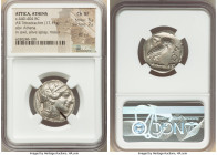 ATTICA. Athens. Ca. 440-404 BC. AR tetradrachm (24mm, 17.13 gm, 6h). NGC Choice XF 5/5 - 2/5, test cut. Mid-mass coinage issue. Head of Athena right, ...