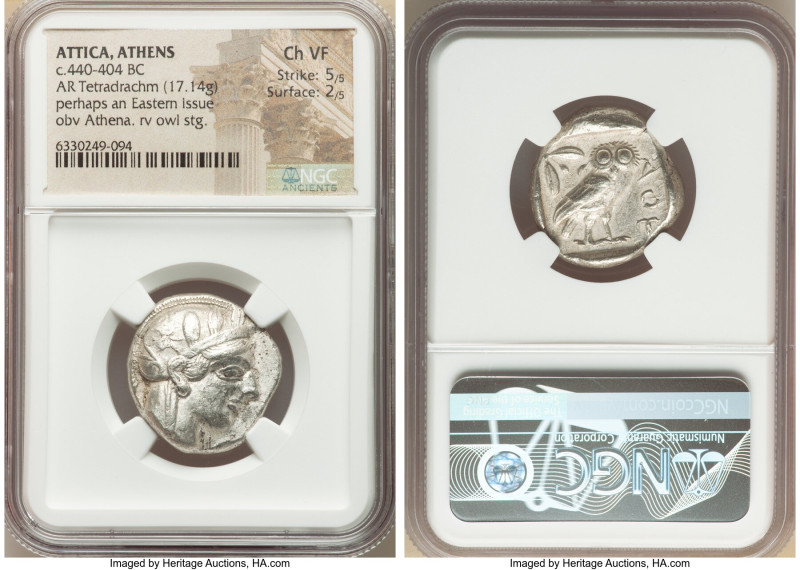 ATTICA. Athens. Ca. 440-404 BC. AR tetradrachm (24mm, 17.14 gm, 6h). NGC Choice ...