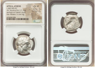 ATTICA. Athens. Ca. 440-404 BC. AR tetradrachm (24mm, 17.14 gm, 6h). NGC Choice VF 5/5 - 2/5. Mid-mass coinage issue. Head of Athena right, wearing ea...