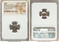 LYDIAN KINGDOM. Croesus (561-546 BC). AR half-stater or siglos (15mm, 5.25 gm). NGC AU 5/5 - 2/5. Sardes mint. Confronted foreparts of lion facing rig...