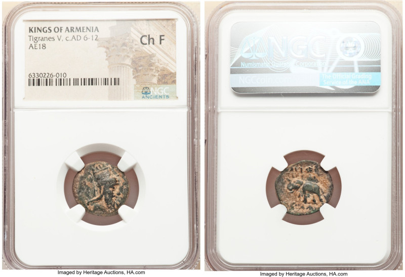 ARMENIAN KINGDOM. Tigranes V (Ca. AD 6-12). AE dichalkon (18mm, 12h). NGC Choice...