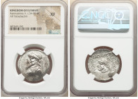 ELYMAIS KINGDOM. Kamnaskires V (ca. 54-32 BC). AR tetradrachm (28mm, 11h). NGC XF. Seleucia ad Hedyphon. Diademed, draped bust of Kamnaskires V left; ...