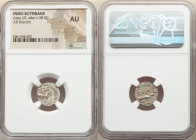 INDO-SCYTHIANS. Azes I/II (after c.58 BC). AR drachm (15mm, 2h). NGC AU. Taxila. BAΣIΛEΩΣ BAΣIΛEΩN MEΓAΛOY AZOY, Azes, in military dress, goad upward ...