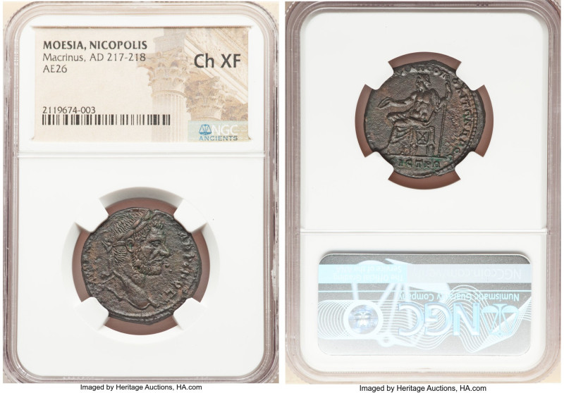 MOESIA. Nicopolis. Macrinus (AD 217-218). AE (26mm, 7h). NGC Choice XF. AYT K M ...