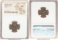 AEOLIS. Cyme. Anonymous issue. Ca. 3rd Century AD. AE (18mm, 7h). NGC AU. AI KYMH, turreted and draped bust of Amazon Cyme right; trident behind / ΘЄO...