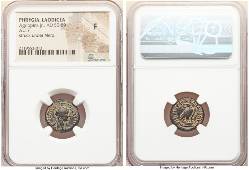 PHRYGIA. Laodicea. Agrippina Junior (AD 50-59). AE (17mm, 12h). NGC Fine. Gaius ...