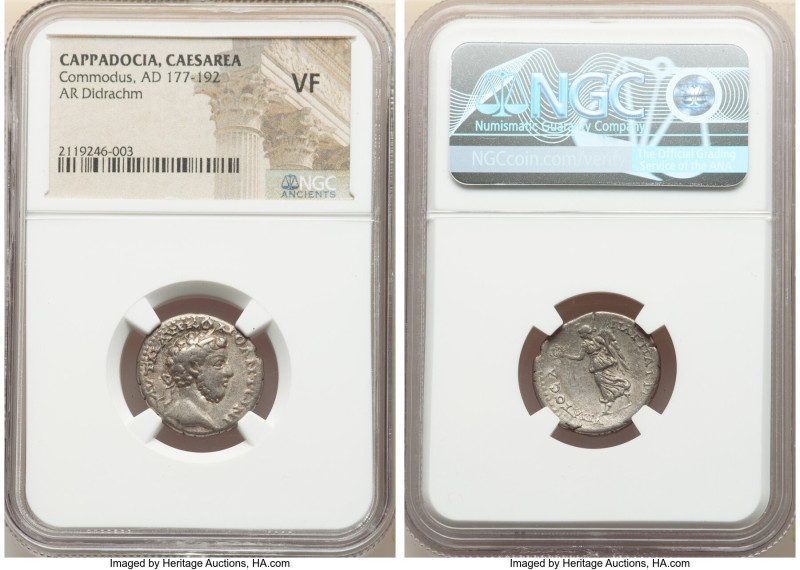 CAPPADOCIA. Caesarea. Commodus (AD 177-192). AR didrachm (20mm, 11h). NGC VF. Ca...