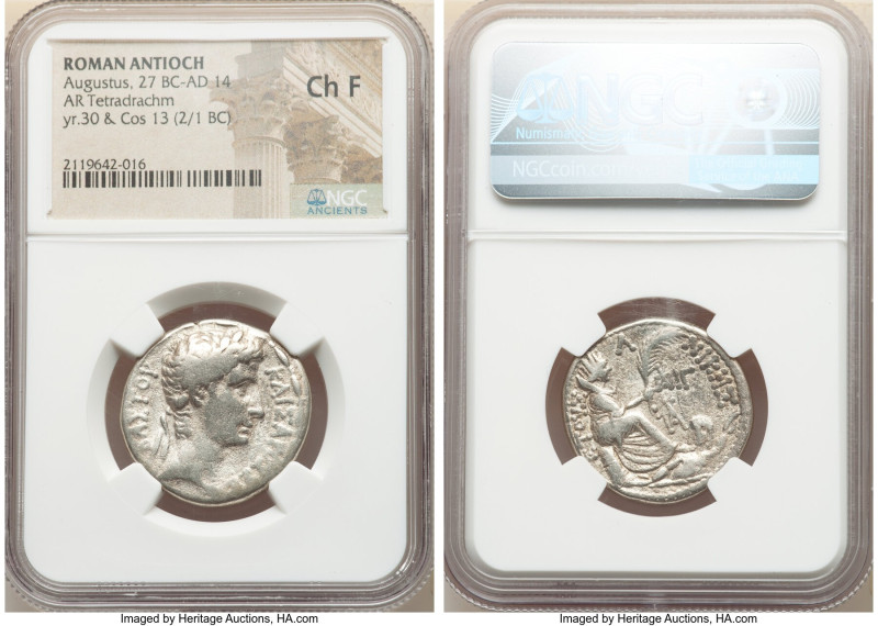 SYRIA. Antioch. Augustus (27 BC-AD 14). AR tetradrachm (26mm, 12h). NGC Choice F...