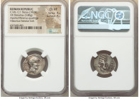 C. Vibius C. f. Pansa (ca. 90 BC). AR denarius (20mm, 3.86 gm, 10h). NGC Choice VF 4/5 - 4/5. Rome. PANSA, laureate head of Apollo right with flowing ...