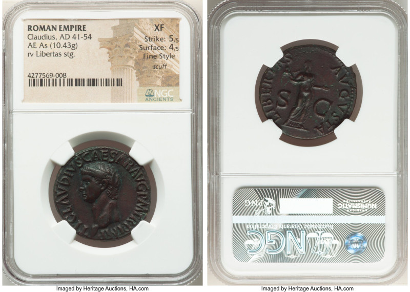 Claudius I (AD 41-54). AE as (29mm, 10.43 gm, 6h). NGC XF 5/5 - 4/5, Fine Style,...