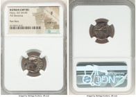 Nero, as Augustus (AD 54-68). AR denarius (17mm, 6h). NGC Fine, edge marks, flan flaw. Rome, AD 65-66. IMP NERO CAESAR-AVG PP, laureate, bearded head ...