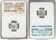 Vespasian (AD 69-79). AR denarius (18mm, 3.42 gm, 6h). NGC MS 4/5 - 3/5, brushed, light scratches. Rome, AD 70-72. IMP CAES VES-P AVG P M , laureate h...