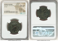 Domitian, as Augustus (AD 81-96). AE as (27mm, 5h). NGC Choice VF, scratches. Rome, AD 90-91. IMP CAES DOMIT AVG GERM-COS XV CENS PER P P, laureate he...