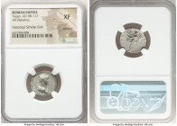 Trajan (AD 98-117). AR denarius (19mm, 7h). NGC XF, brushed. Rome, AD 115-116. IMP CAES NER TRAIANO OPTIMO AVG GER DAC, laureate and draped bust of Tr...