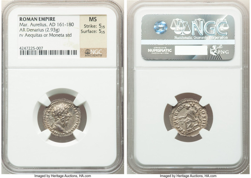 Marcus Aurelius, as Augustus (AD 161-180). AR denarius (19mm, 2.93 gm, 11h). NGC...