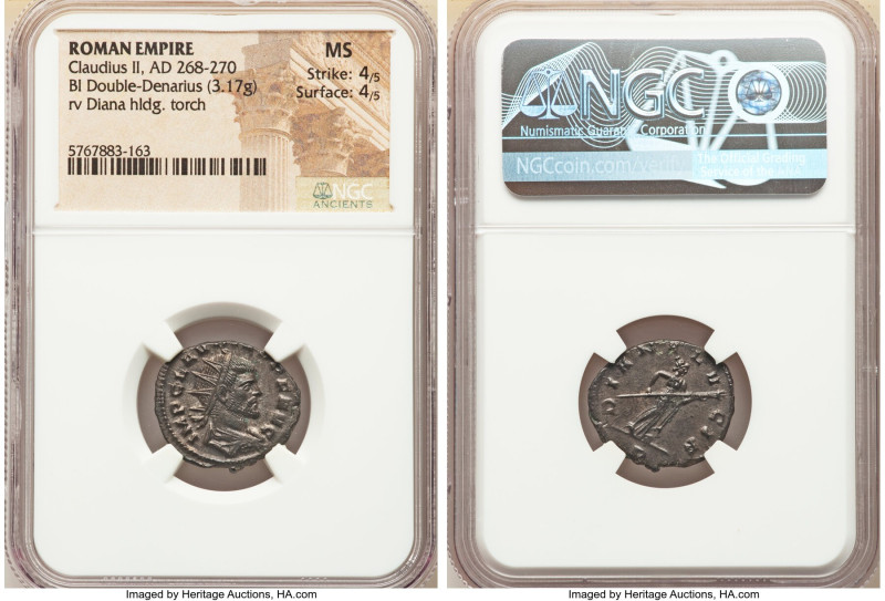 Claudius II (AD 268-270). BI antoninianus (20mm, 3.17 gm, 1h). NGC MS 4/5 - 4/5....