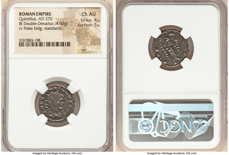 Quintillus (AD 270). BI antoninianus (18mm, 4.03 gm, 5h). NGC Choice AU 4/5 - 5/...