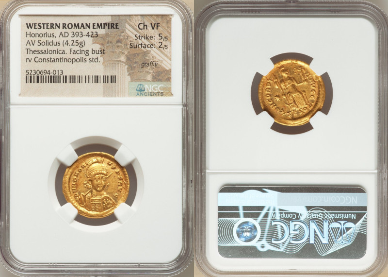 Honorius, Western Roman Empire (AD 393-423). AV solidus (20mm, 4.25 gm, 5h). NGC...