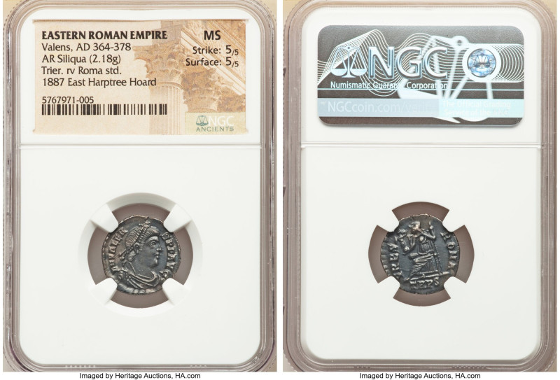 Valens, Eastern Roman Empire (AD 364-378). AR siliqua (17mm, 2.18 gm, 12h). NGC ...