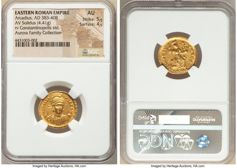 Arcadius, Eastern Roman Empire (AD 383-408). AV solidus (20mm, 4.41 gm, 6h). NGC...