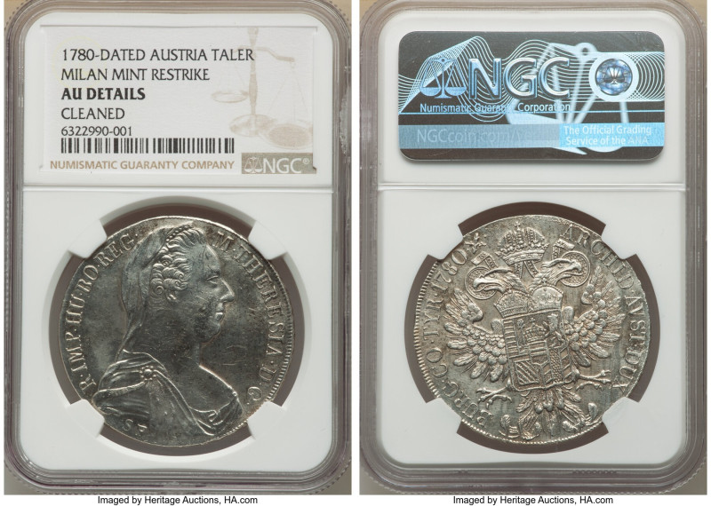 Maria Theresa 3-Piece Lot of Certified Restrike Talers 1780-Dated NGC, 1) Taler,...