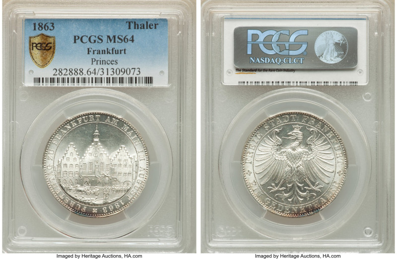 Frankfurt. Free City "Assembly of Princes" Taler 1863 MS64 PCGS, Frankfurt am Ma...