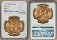 Estados Unidos gold Restrike 50 Pesos 1947 MS65 NGC, Mexico City mint, KM481. Graced with immense golden frost and possessing just the slightest tinge...