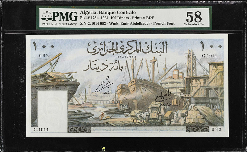 ALGERIA. Banque Centrale d'Algerie. 100 Dinars, 1964. P-125a. PMG Choice About U...