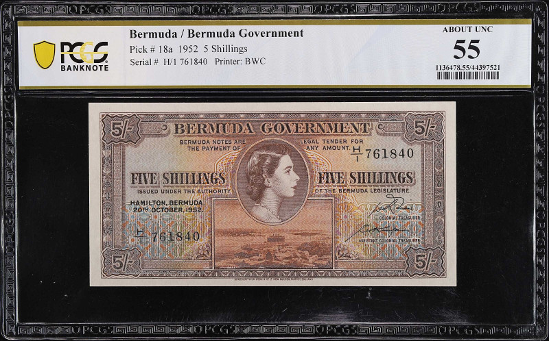 BERMUDA. Bermuda Government. 5 Shillings, 1952. P-18a. PCGS Banknote About Uncir...