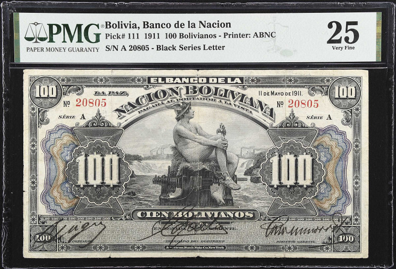 BOLIVIA. El Banco de la Nacion Boliviana. 100 Bolivianos, 1911. P-111. PMG Very ...