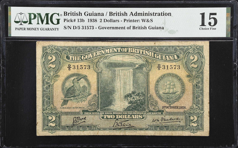 BRITISH GUIANA. The Government of British Guiana. 2 Dollars, 1938. P-13b. PMG Ch...