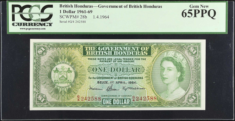 BRITISH HONDURAS. The Government of British Honduras. 1 Dollar, 1961-69. P-28b. ...