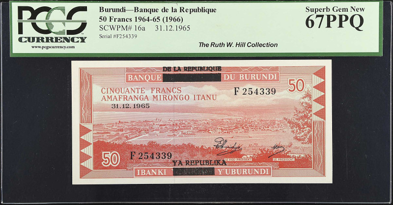 BURUNDI. Banque de la Republique du Burundi. 50 Francs, 1964-65 (1966). P-16a. P...
