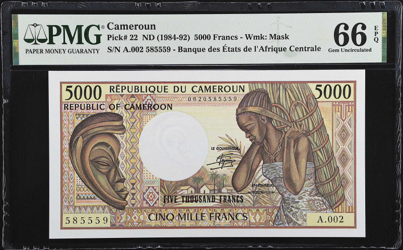 CAMEROON. Banque des Etats de l'Afrique Centrale. 5000 Francs, ND (1984-92). P-2...